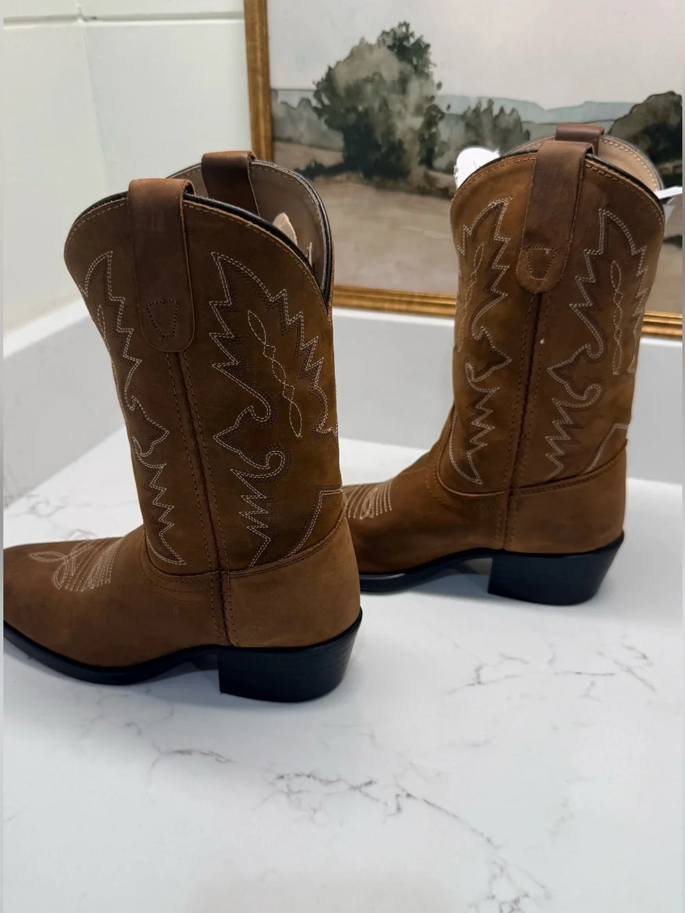 Classic Brown Western Cowboy Boots - Like New w/ Box